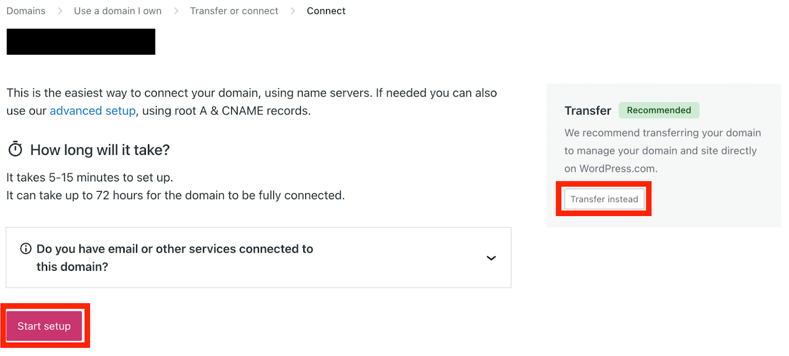 Transfer your domain
