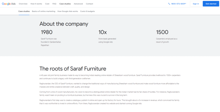 Saraf Furniture và Google Ads 