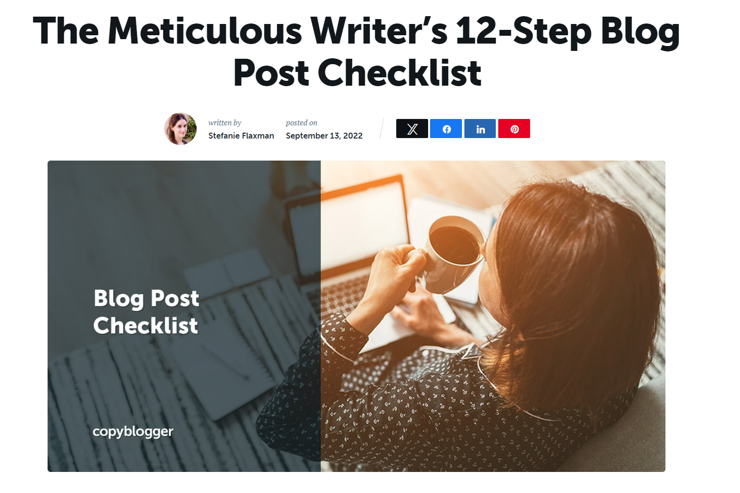 Example of checklist blog post by Copyblogger