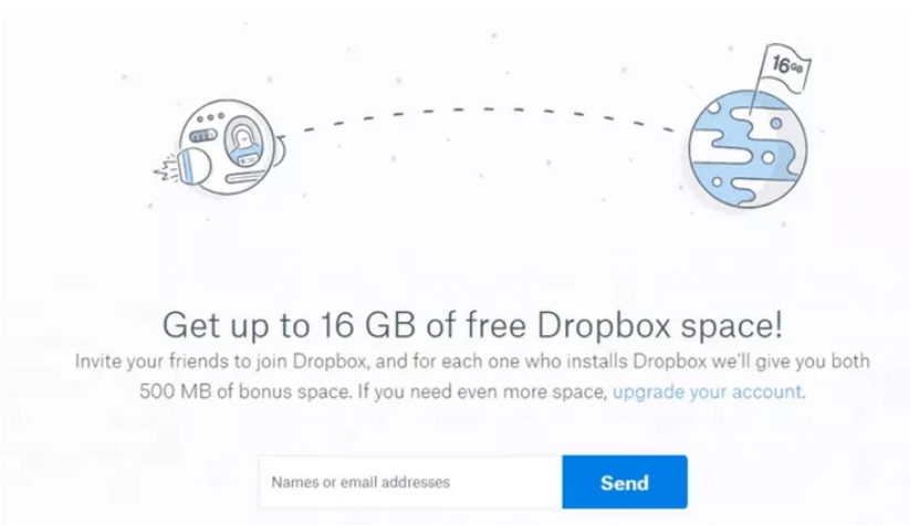 a screenshot of Dropbox loyalty program