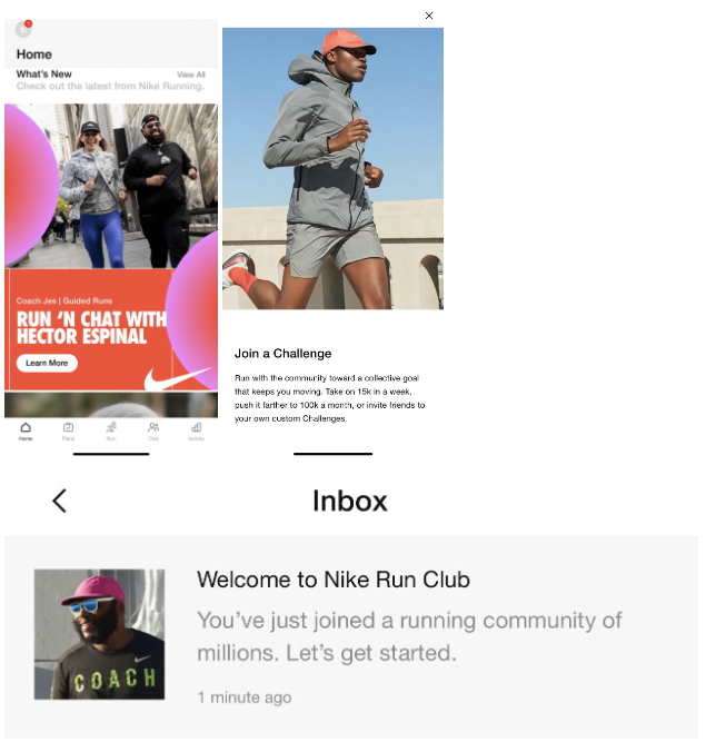 Screenshots of Nike Running Club