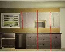 Cabinets aligned in a kitchen