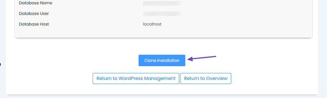 click Clone Installation
