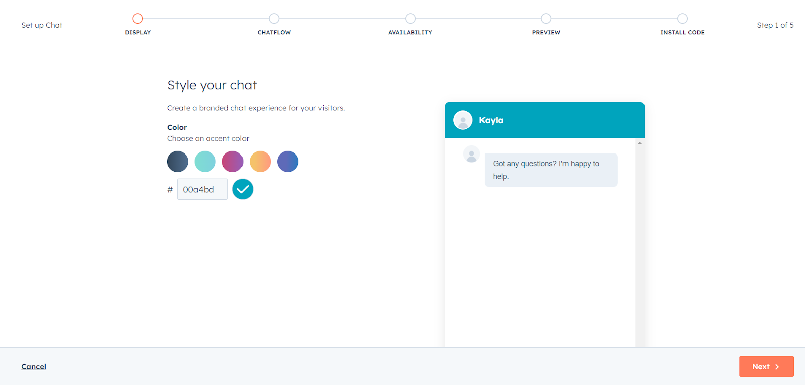 HubSpot Service Hub® chatbot builder screenshot