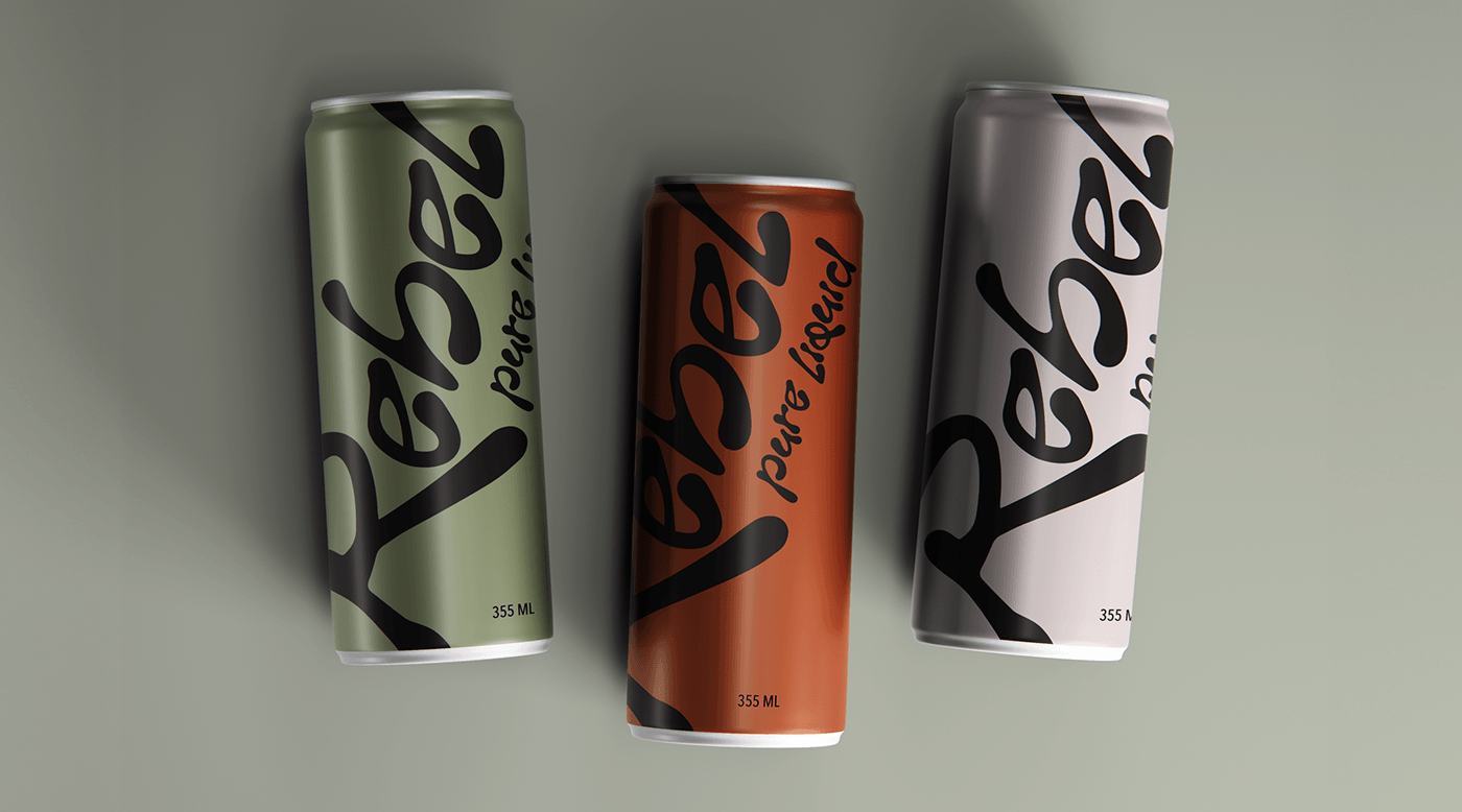 brand identity branding  visual identity logo Logo Design rebel packing Packaging water soda can