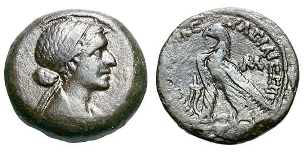 Cleopatra on a coin of 40 drachms, minted at Alexandria, ca. 51-30 BCE