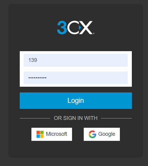 Op<ioni di log in al 3CX Web Client