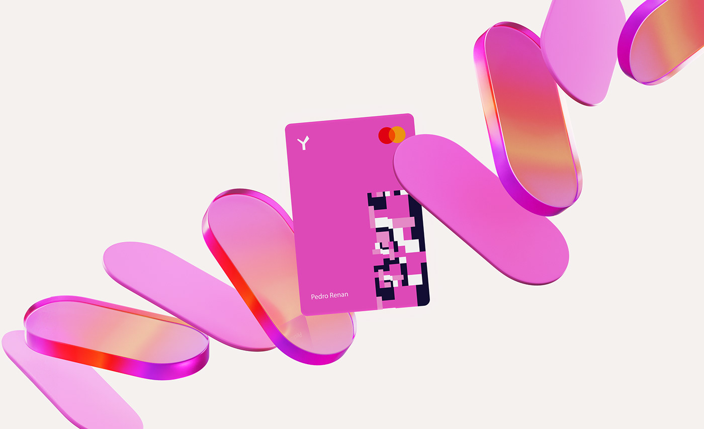 Yasbank card floats with 3D ribbons