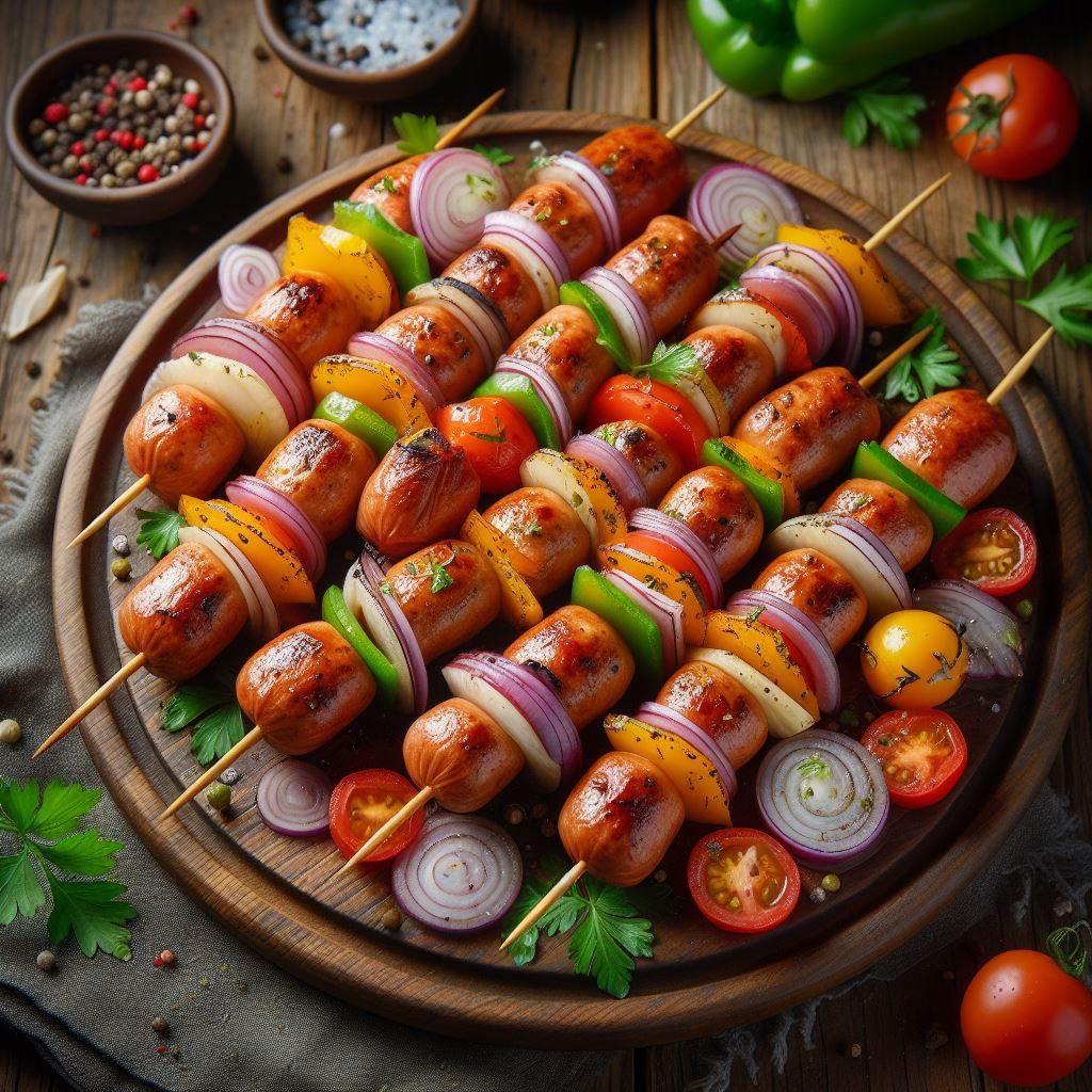 Chicken sausage skewers