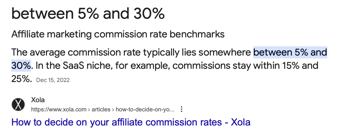 what is an average commission rate for affiliate marketing