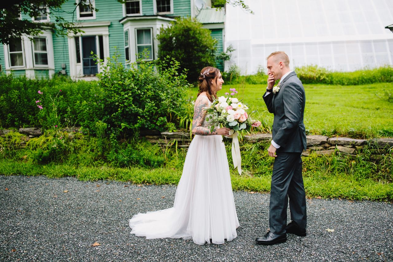 First look between bride and groom