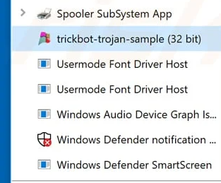 Captura de pantalla de un Troyano infectando una aplicación de impresora en Windows.