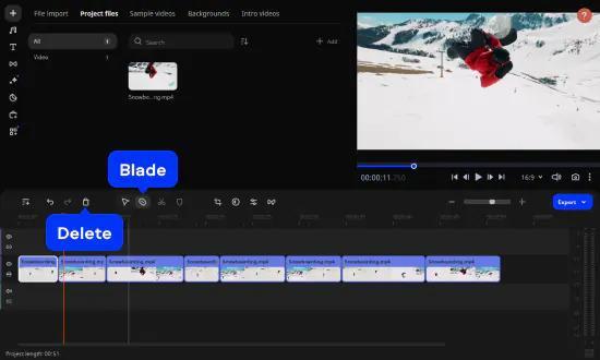 A screenshot of Movavi video editor