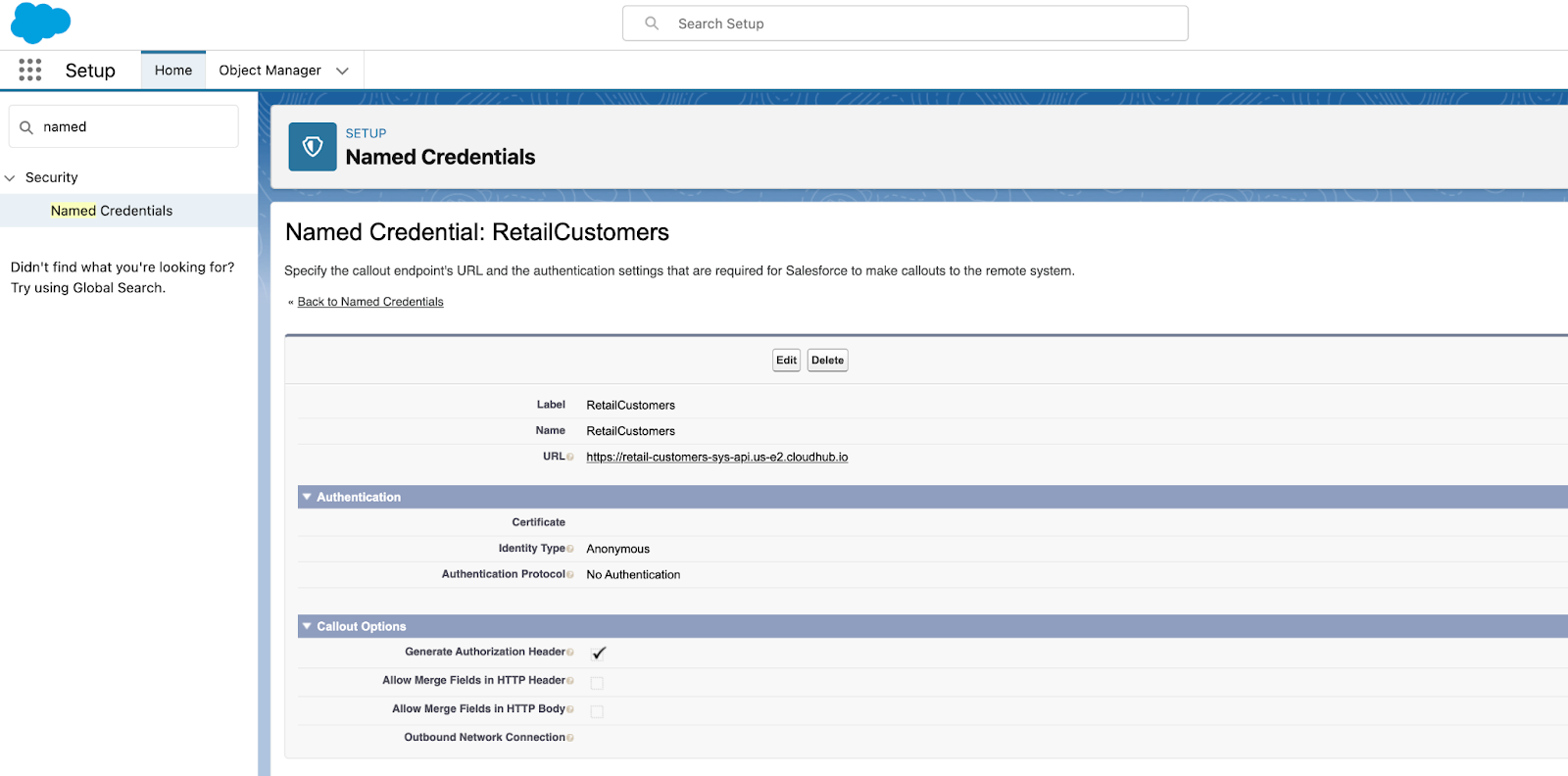 Fig 1.1: Creating Named Credentials