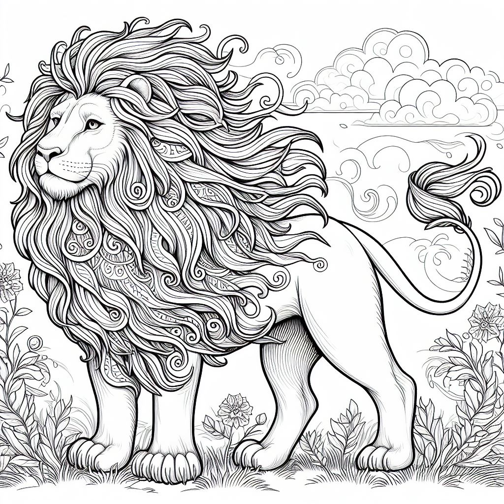 desenhos de leões coloridos