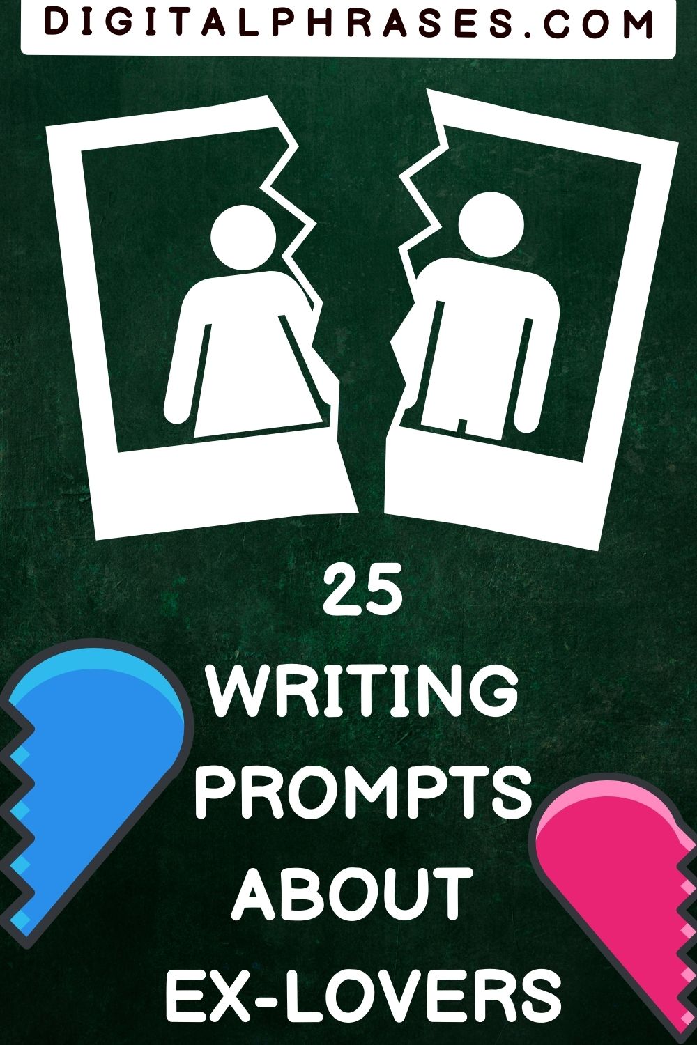 green background image with text - 25 Writing Prompts about Ex-Lovers