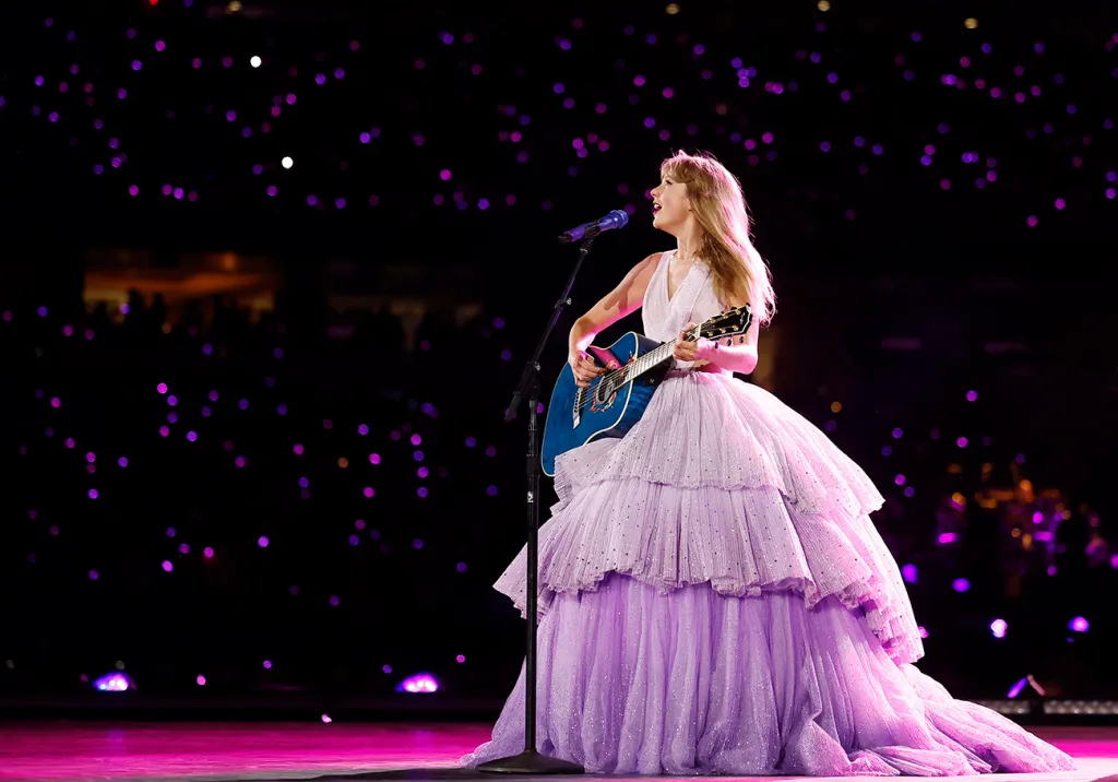 Taylor Swift’s Eras Tour Outfits: Picture of Taylor swift rocking a purple gown for the concert