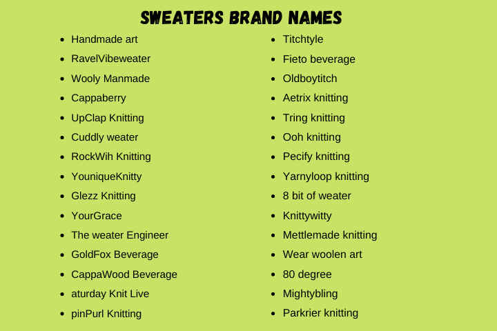 Sweaters Brand Names