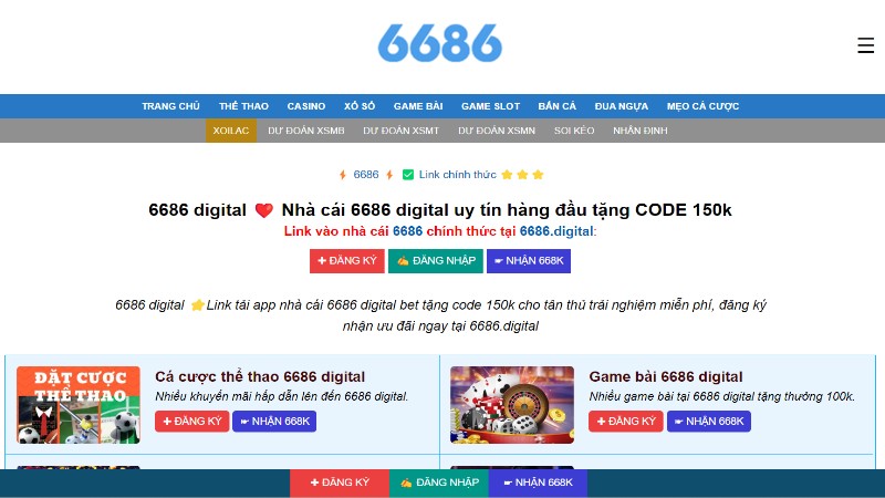 6686 - Địa điểm 6686 VN Net tiên phong nâng cấp cách chơi hiện đại nhất về cá cược