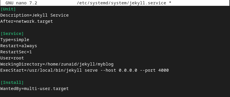 Setting up Jekyll as a systemd service