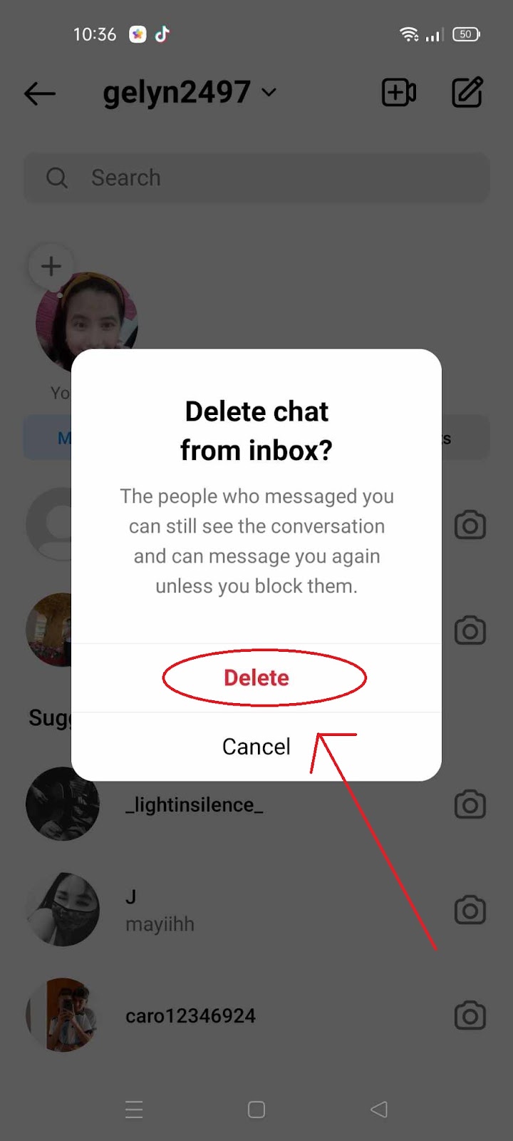 Delete Instagram Chat - Confirm Delete