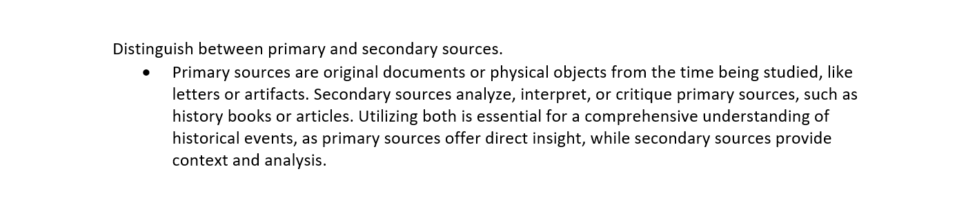 HIS 100 2-2 activity: Primary and Secondary Sources