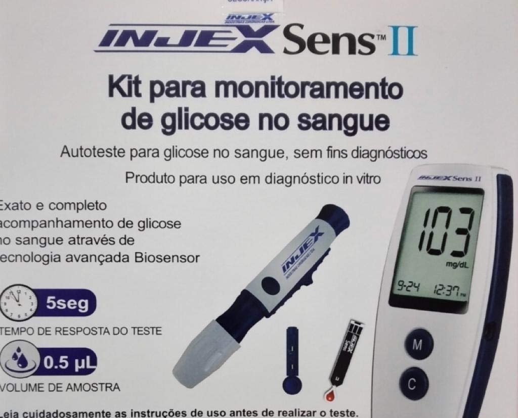 Kit Completo Medidor de Glicose Injex Sens II