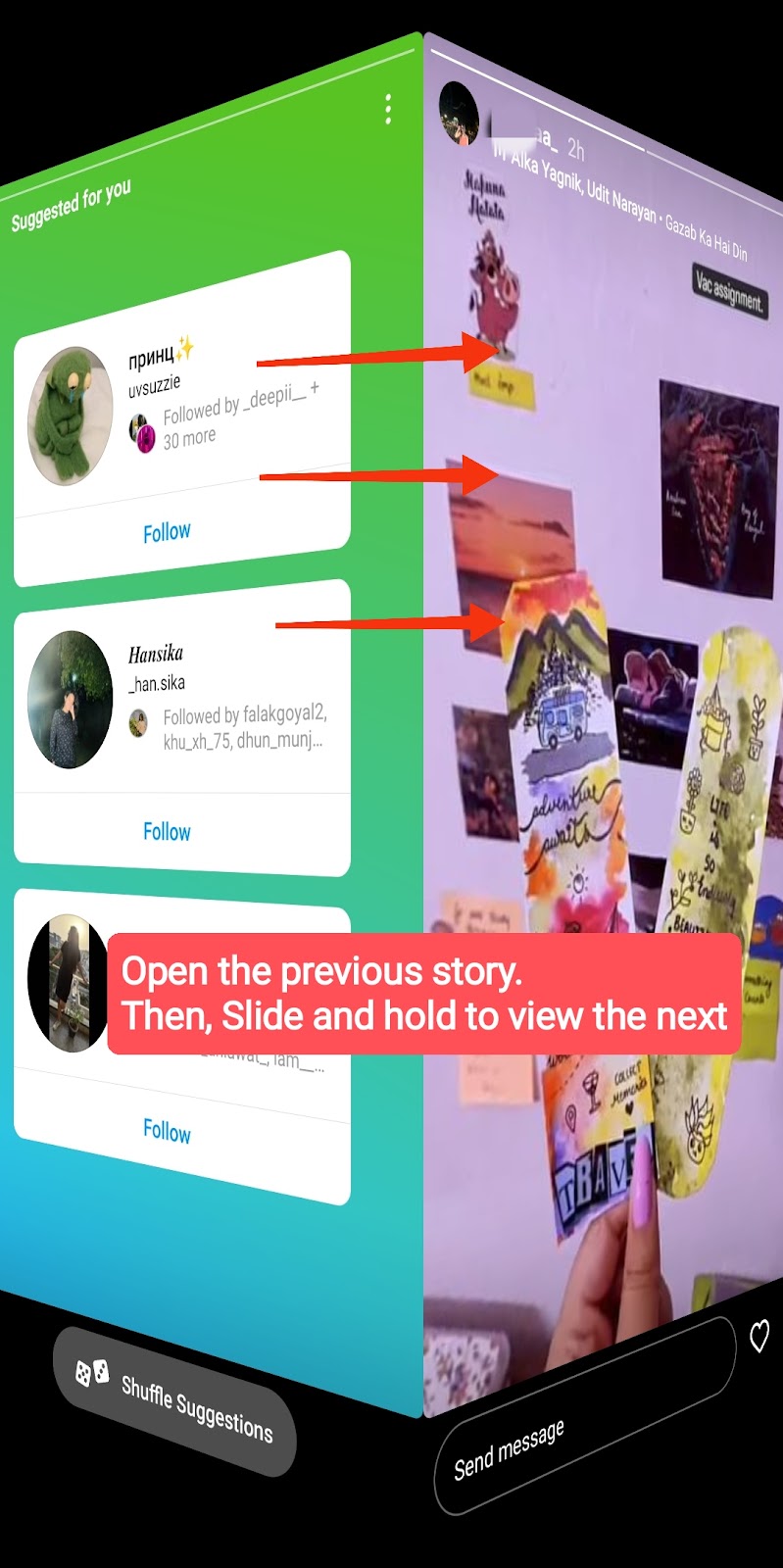 Slide & View Method to watch instagram stories anonymously 