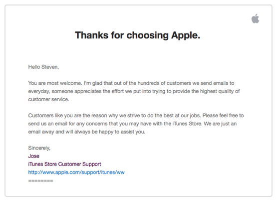 Apple follow-up email