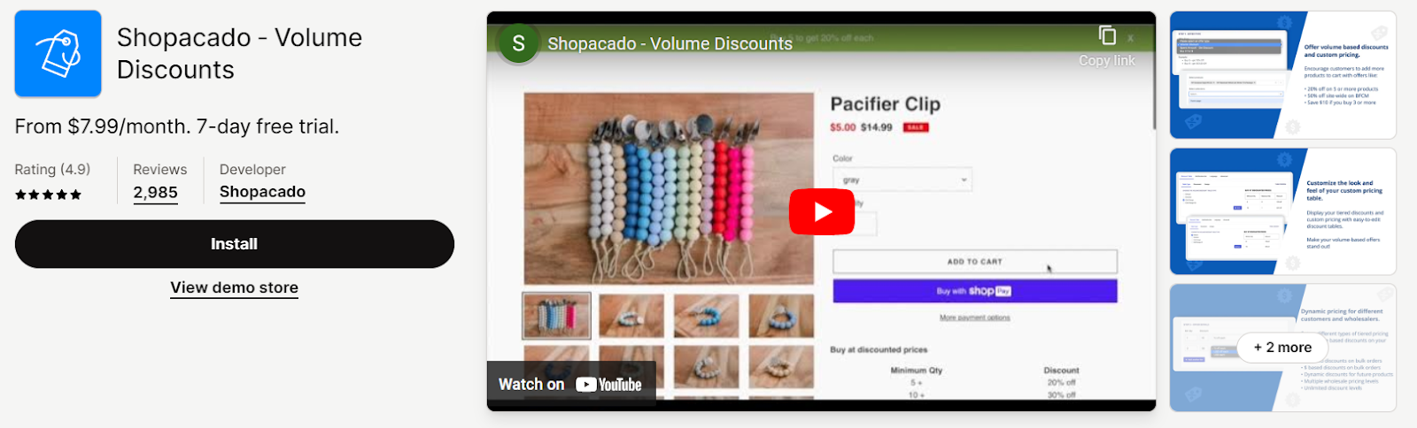 Shopacado, a relevant Volume Discounts app