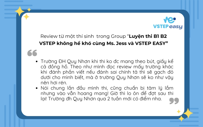 Review điểm thi VSTEP Đại học Quy Nhơn
