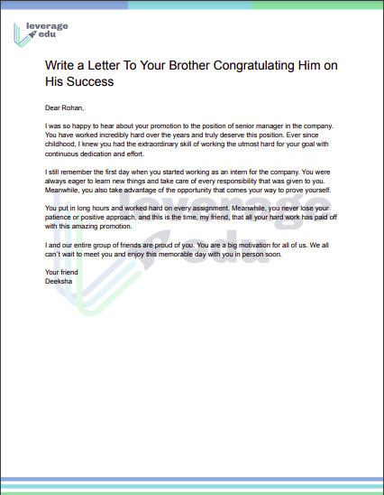 Letter To Your Brother Congratulating Him on His Success