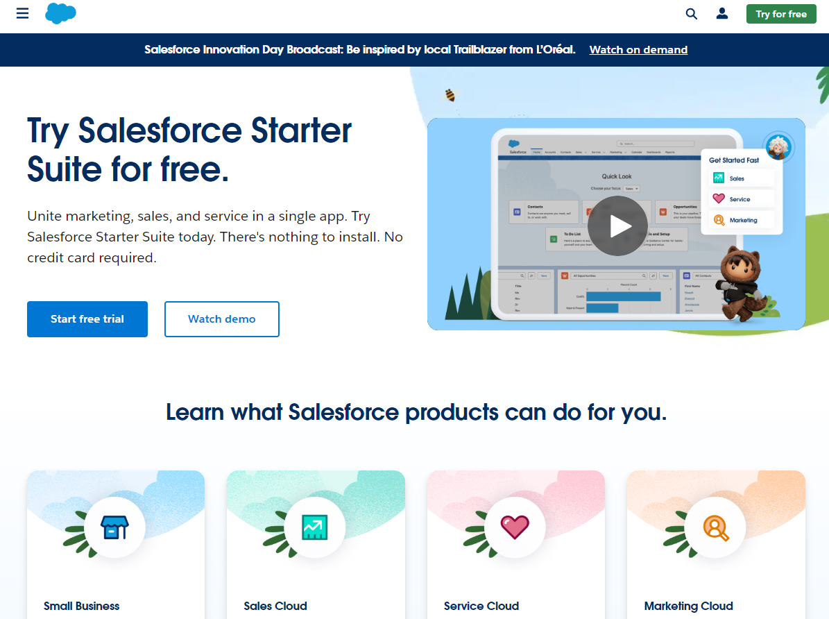 Try Salesforce Starter Suite for Free