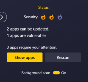 CyberGhost Security Updater showing a medium security status