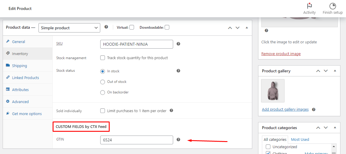 Custom field data 