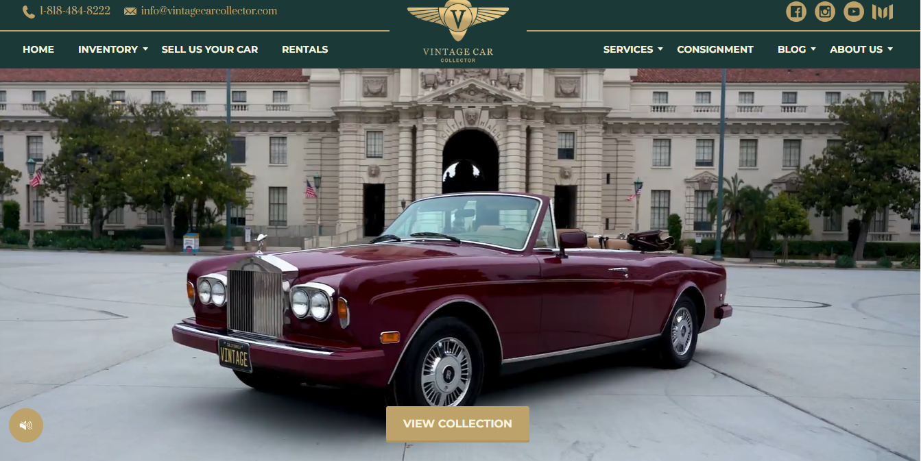 Niche website design example: Vintage Car Collector