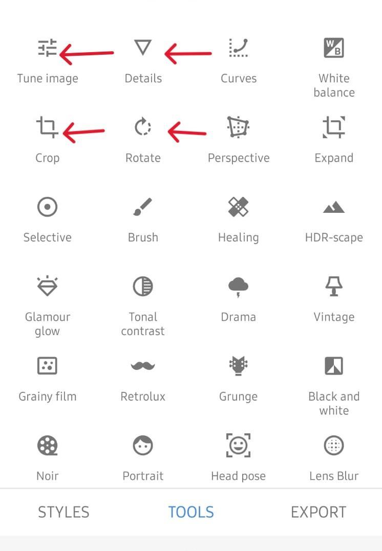 Import Your Photo into Snapseed and make basic adjustments2