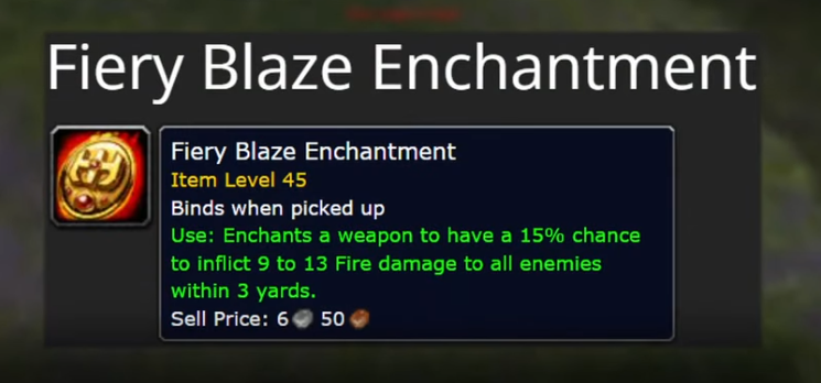 WoW SoD Fiery Blaze Enchantment