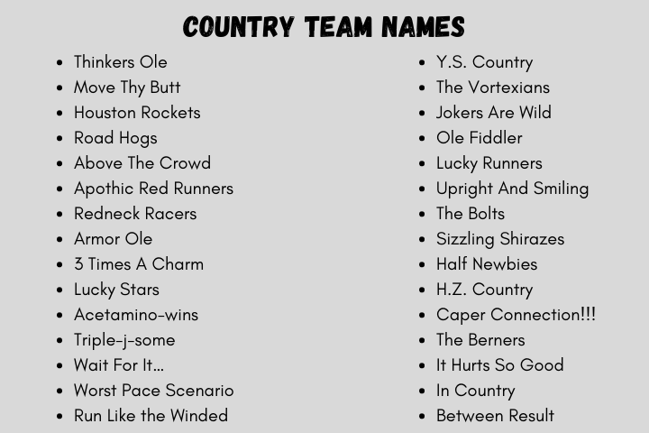 Country Team Names
