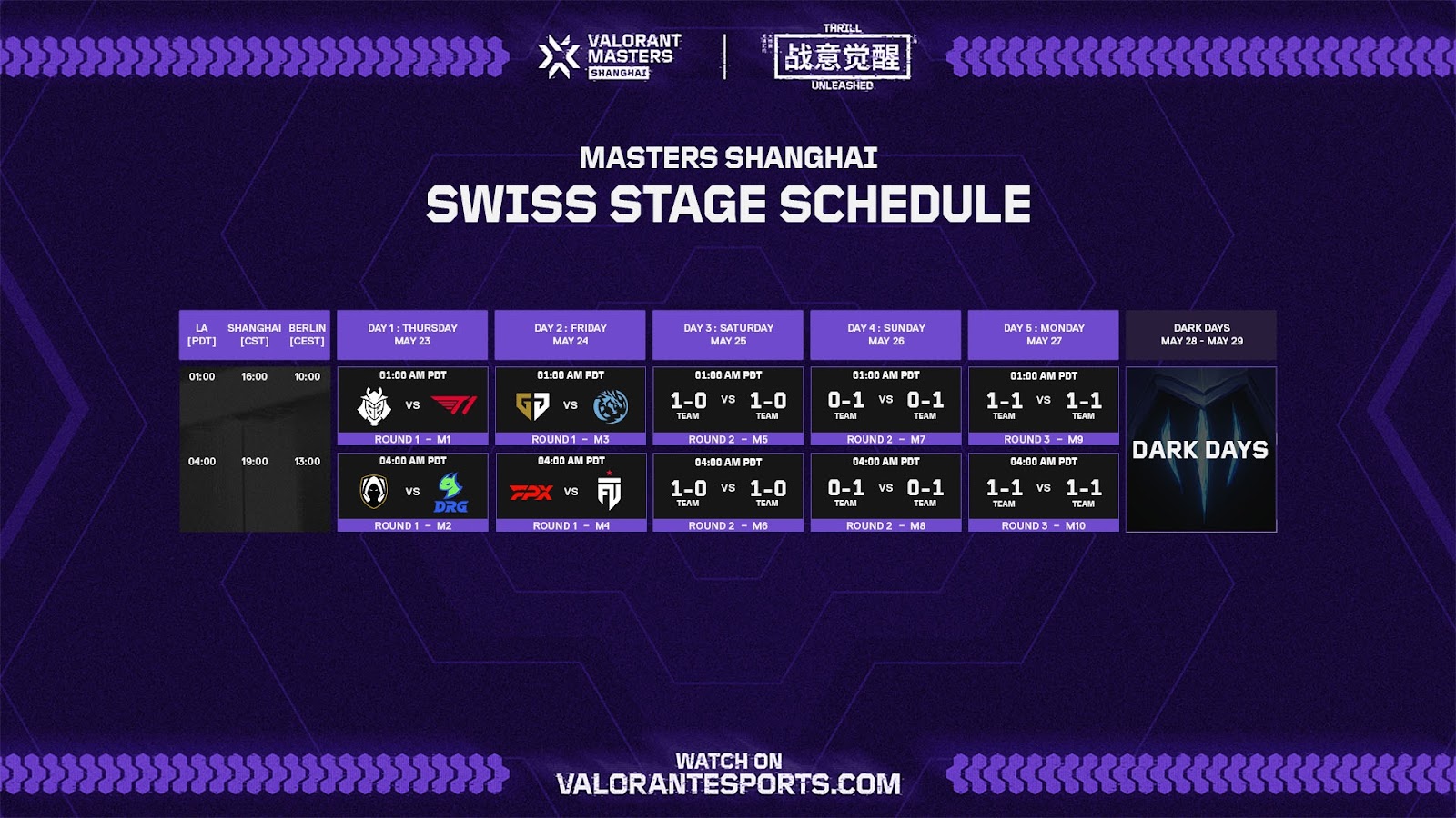 VALORANT Masters Shanghai Calendario 1