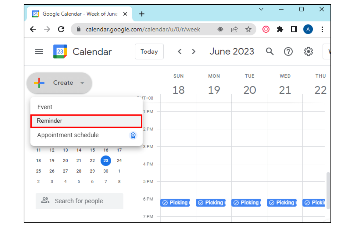 Image depicting how to schedule a reminder on Google Calendar
