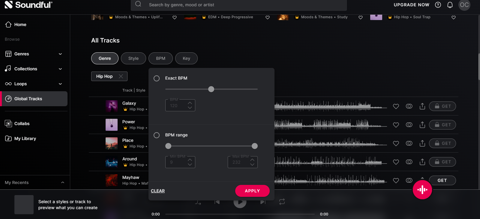 A screenshot of Soundful's editing studio