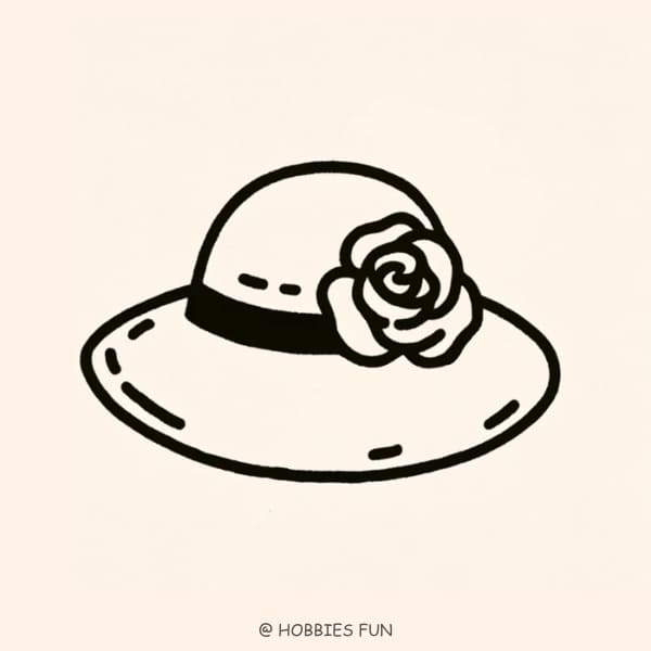 Cute Easy Rose on Hat Drawing