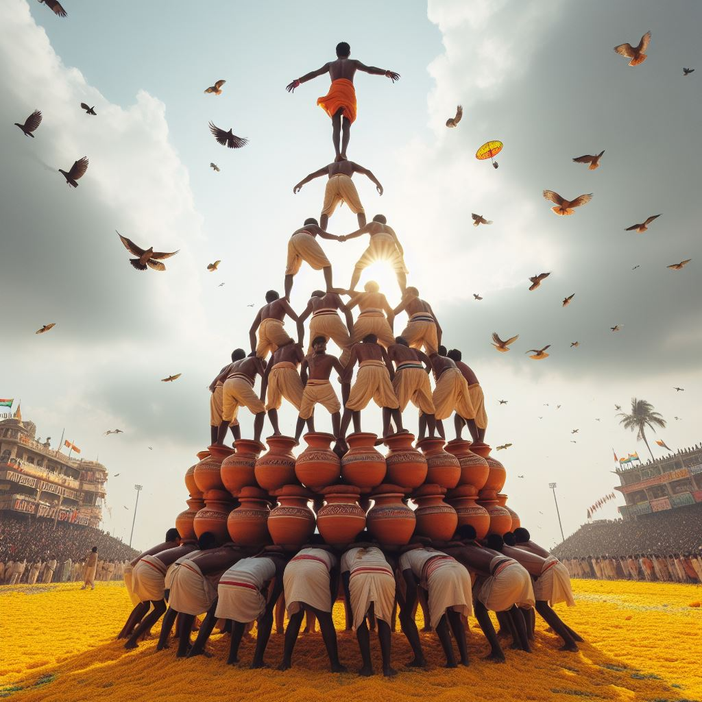 Dahi Handi (India): Human Pyramid for Margarine Pots