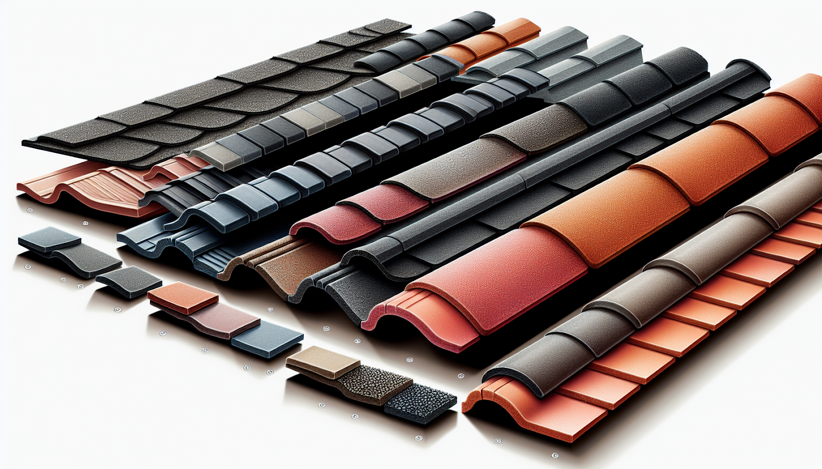 Illustration of various lightweight roof tiles