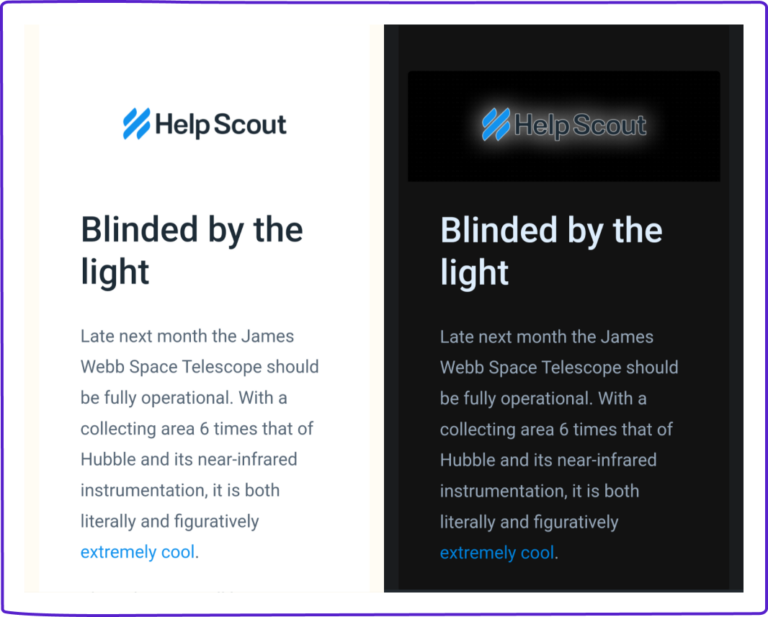 HelpScout light and dark mode example