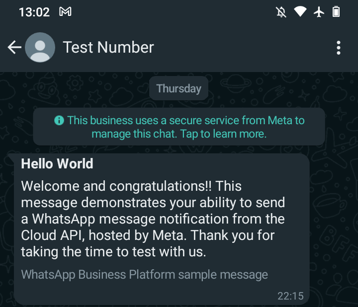 WhatsApp bot template message