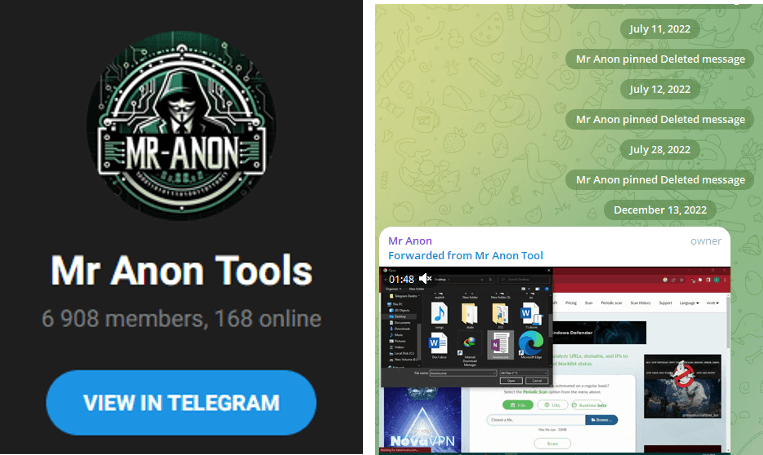 MrAnon Stealer'ın telgraf kanalı