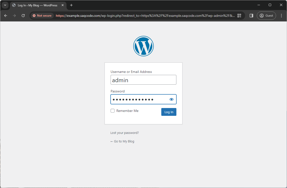 wordpress login page