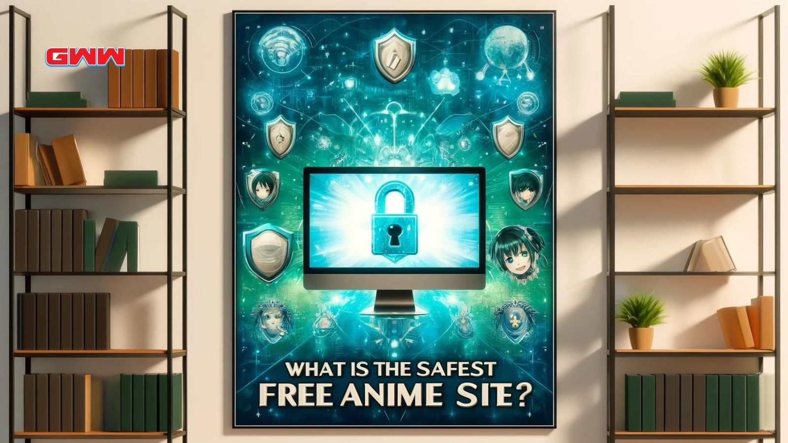 Secure anime streaming site interface on monitor